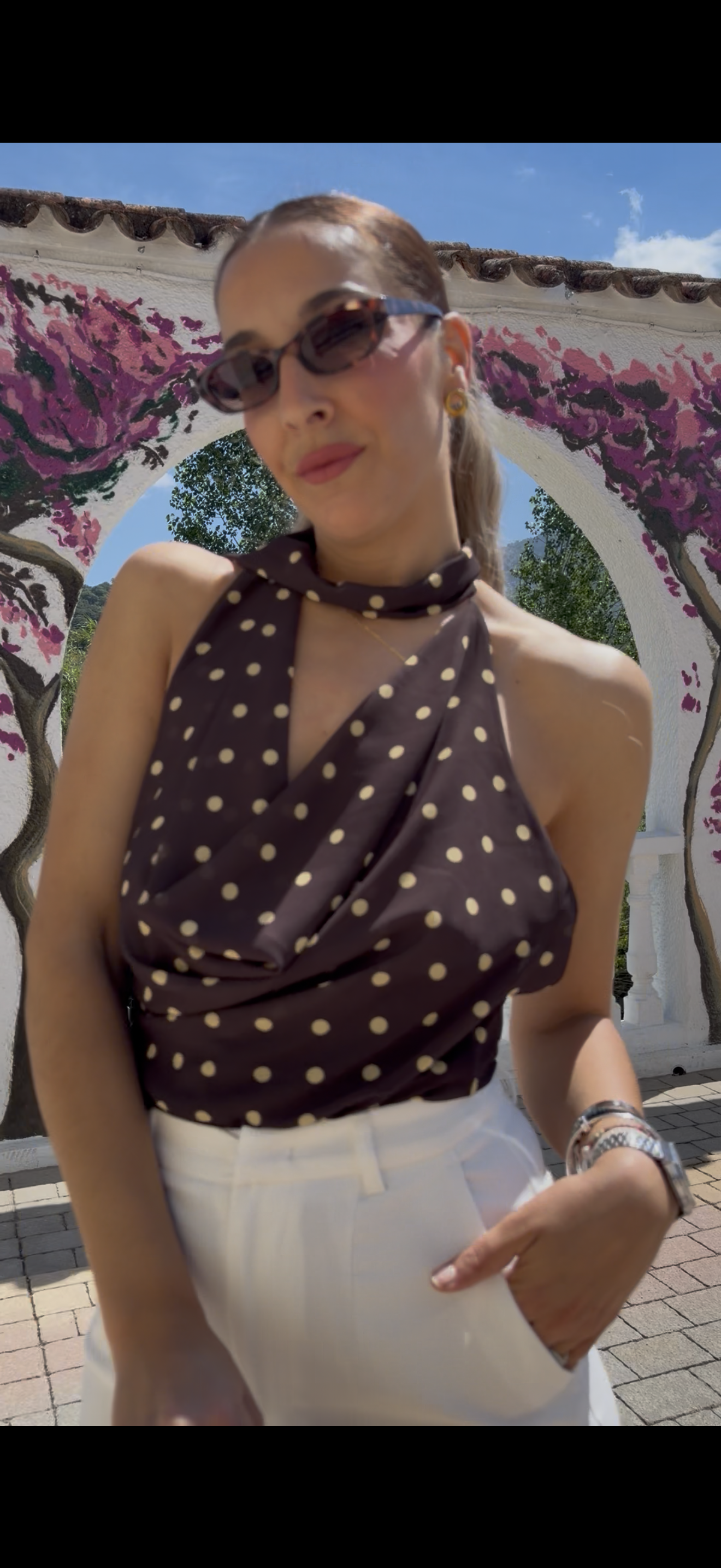 Top Halter Chocolate Pois ✨