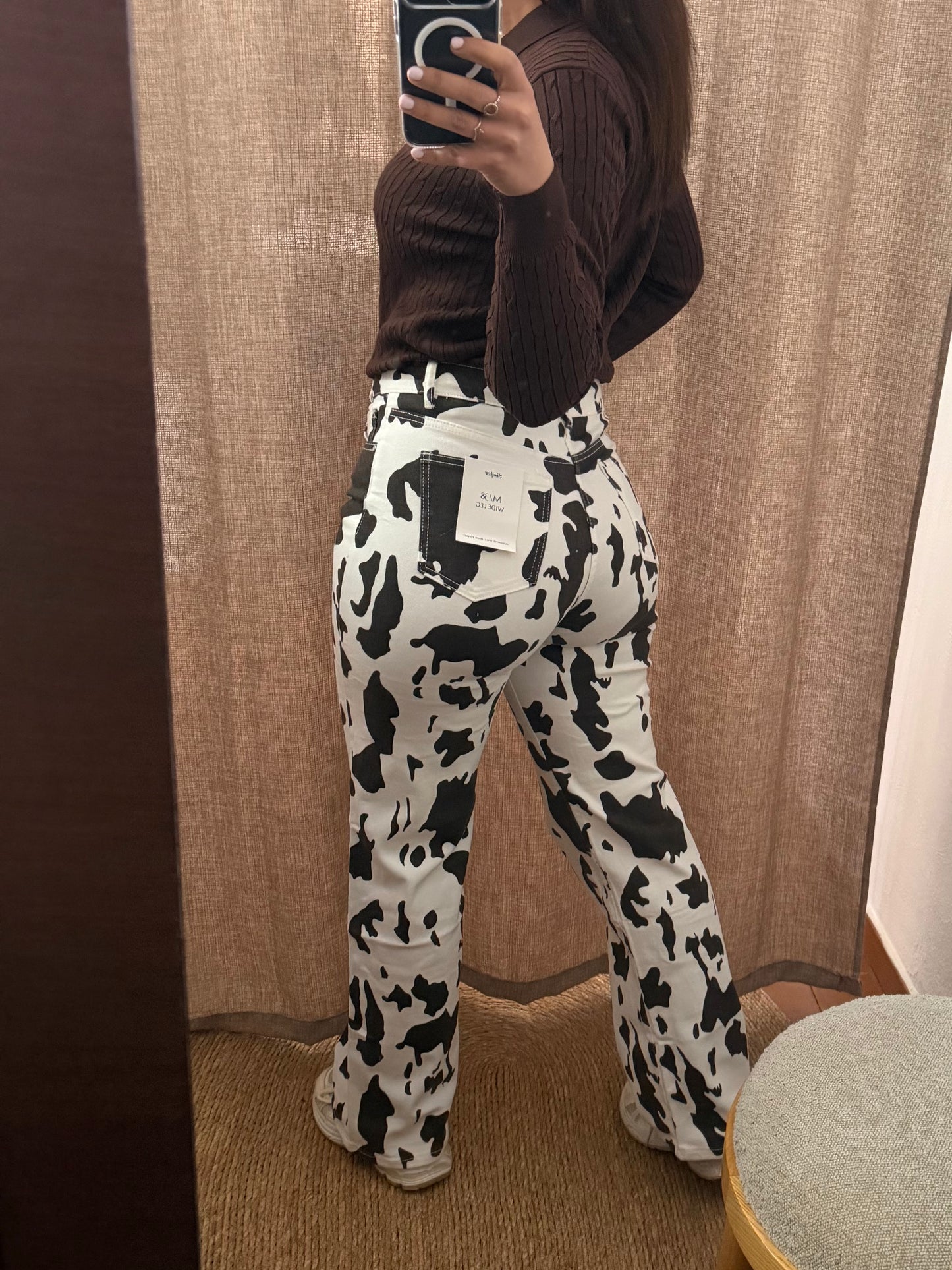 Pantalón Vaquero Cow Print Blanco y Negro